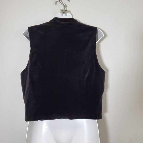 Karen Scott Vintage Women's Vest Top Small Black Velvet 90s Christmas Embroidery - Picture 7 of 8
